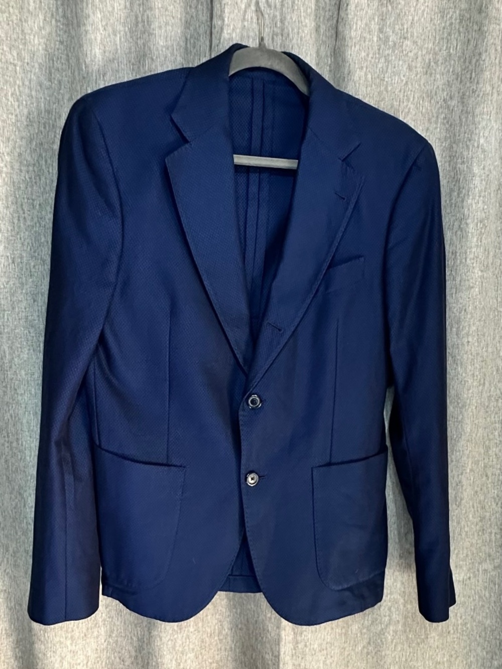 Zara Man Navy Blue Textured Blazer Sport Coat Jacket - Size 40